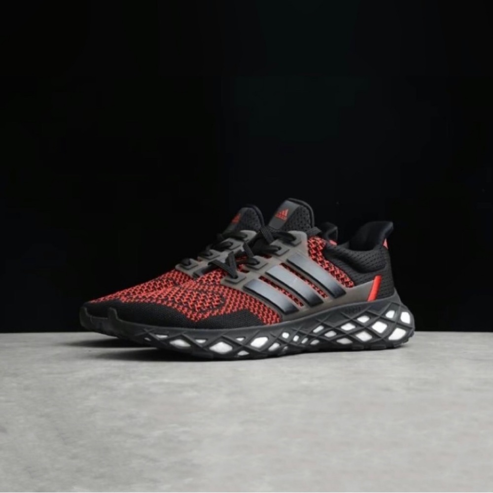 adidas Men’s Black and Red Knit Running Sneakers